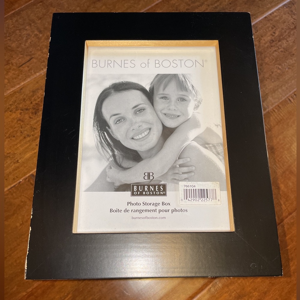 Burnes of Boston Photo Storage Box Frame Black Organizer Catch all